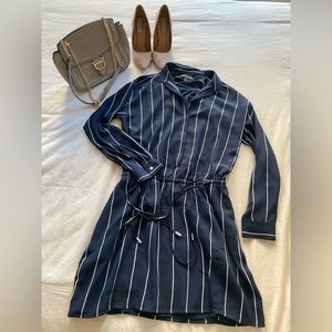 Banana Republic Blue Pinstriped Dress